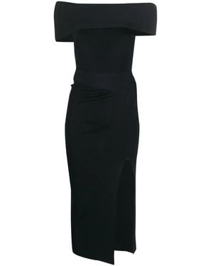 ALESSANDRO VIGILANTE Off-Shoulder Ribbed Knit Dress - Black