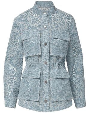 Veronica Beard Lane Floral-Lace Jacket - Blue