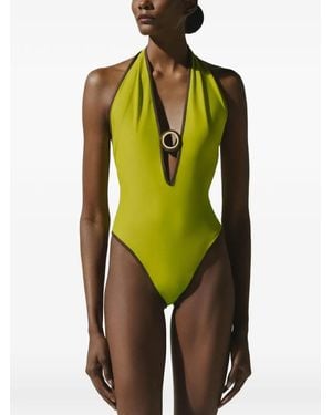 Baobab Ring-Detail Halterneck Swimsuit - Green