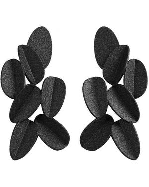 Maison 203 3D-Printed Leaf-Motif Earrings - Black