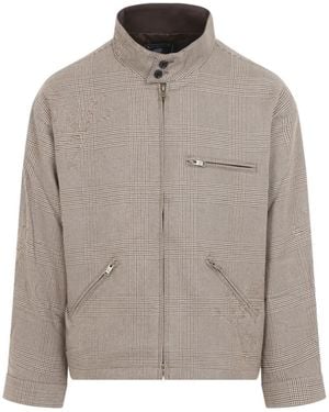 Mastermind Japan Harrington Check-Pattern Wool Bomber Jacket - Gray