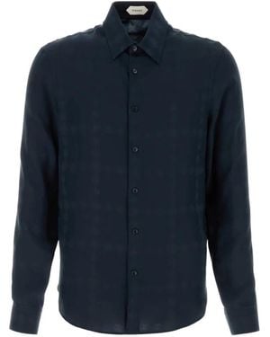 Versace Seidenhemd Aus Jacquard-Seidencrêpe - Blau