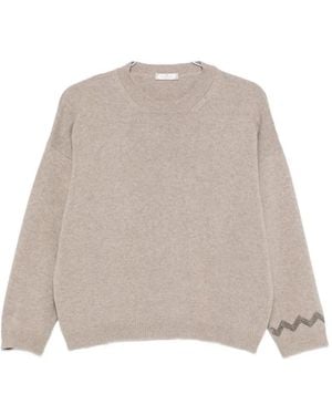 Panicale Bead-Embellished Drop-Shoulder Sweater - Natural