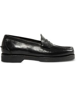 Visvim Fabro-Folk Leather Loafers - Black