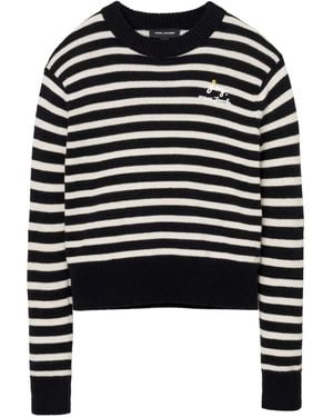 Marc Jacobs Gestreifter Pullover mit Blumendetail - Schwarz
