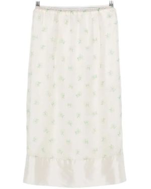 Carven Floral-Print Midi Skirt - White