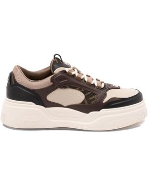 Fendi Force Leather Trainers - Brown