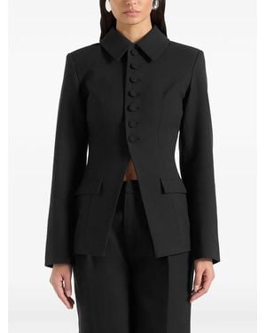 Manière De Voir Harper Tailored Cinch Blazer With Detachable Collar - Black