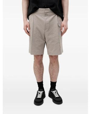 HUGO Seersucker-Texture Pleated Shorts - Natural