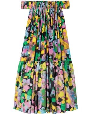 AZ FACTORY X Lutz Huelle Gaia Floral-Print Off-Shoulder Midi Dress - Pink