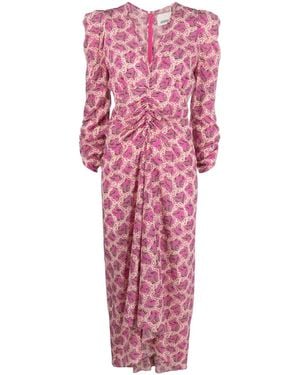 Isabel Marant Albini Printed Silk Midi Dress - Pink