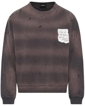 we11done Grunge Paper Note Distressed Sweatshirt - Grey