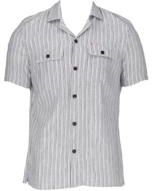 Isaia Striped Short-Sleeved Shirt - Grey