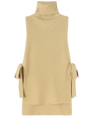 RETORI Ribbed-Knit Side-Tie Vest - Natural