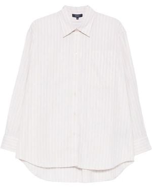 Soeur Striped Curved Hem Shirt - White
