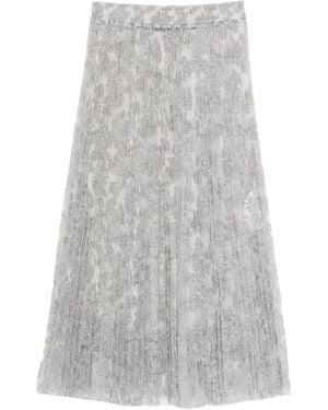 Ermanno Scervino Floral Midi Pleated Skirt - Grey