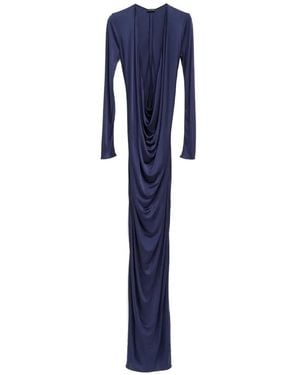 Atlein Maxikleid Mit V-Ausschnitt - Blau