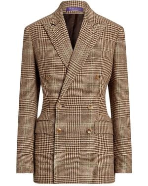 Ralph Lauren Blazer Croisé À Carreaux - Brown