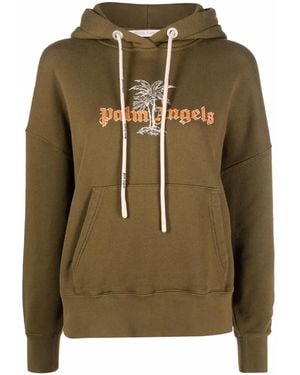 Palm Angels Hoodie À Logo Imprimé - Vert