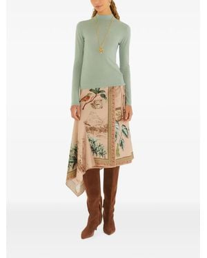 FARM Rio Printed Midi Skirt - Natural