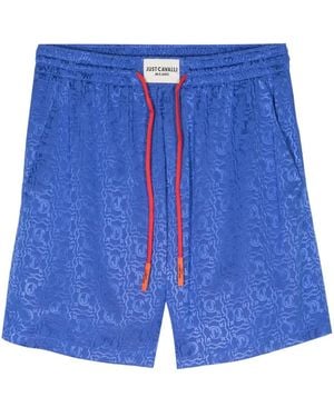Just Cavalli Jacquard-Logo Track Shorts - Blue