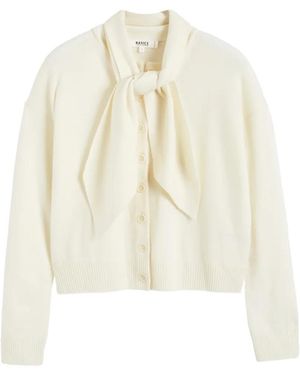 Chinti & Parker Tie-Neck Button-Up Cardigan - White