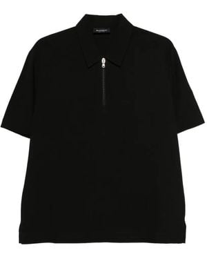 AROVESCIO Zip Short-Sleeve Polo - Black