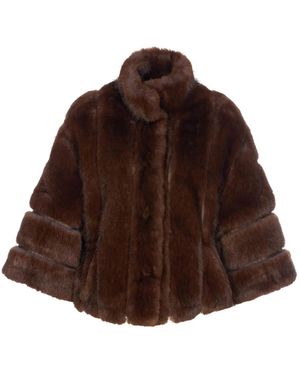 VALENTINI 1972 High-Neck Faux-Fur Jacket - Brown