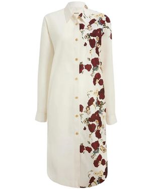 KHAITE Robe Chemise À Imprimé Fleuri Gloria - White