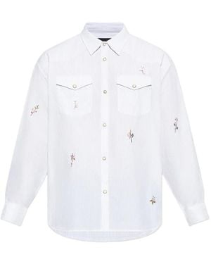 AllSaints Portman Floral-Embroidered Shirt - White