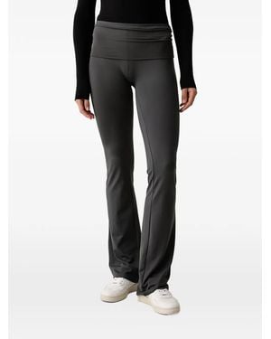 Guess Lotus Rhinestone-Logo Flared Leggings - Black