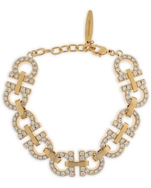 Ferragamo Bracciale Gancini Con Cristalli - Metallizzato
