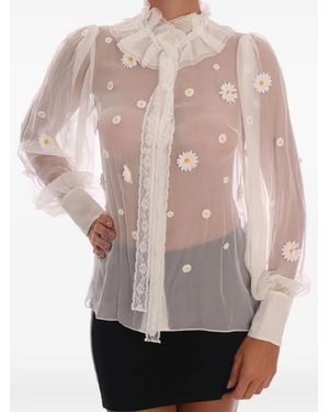 Dolce & Gabbana Daisy-Appliqué Blouse - Pink