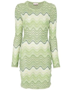 MC2 Saint Barth Zigzag-Knit Long-Sleeve Dress - Green