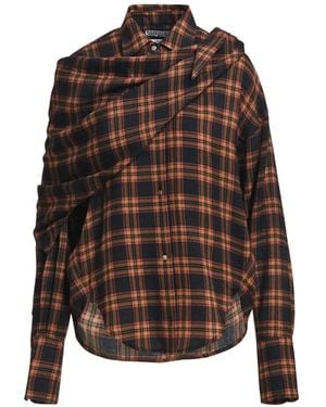 Essentiel Antwerp Checked Scarf-Detail Shirt - Brown