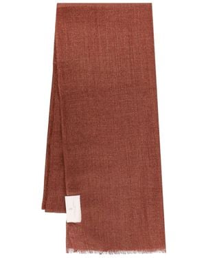 Brunello Cucinelli Logo-Label Fringed Scarf - Brown