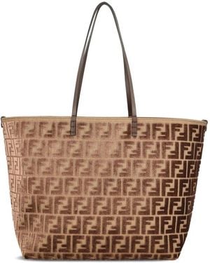 Fendi Roll Large Velvet Tote Bag - Brown