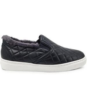 Madison Maison Quilted Shearling-Trim Sneakers - Blue