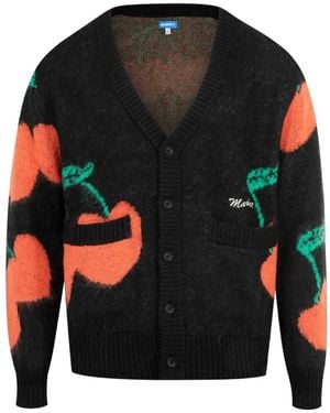 Market Cardigan Double Cherries À Col V - Noir