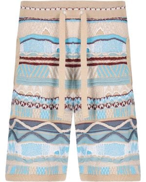 Laneus Woven Striped Shorts - Blue
