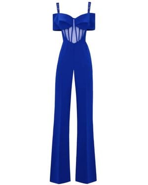 Gemy Maalouf Bow-Detail Flared Jumpsuit - Blue