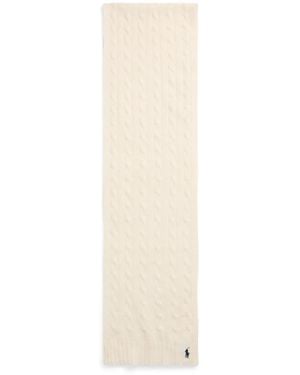 Polo Ralph Lauren Cream Wool Cashmere Scarf - White