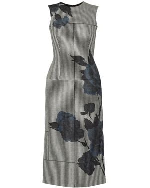 Erdem Robe Mi-Longue À Fleurs - Gris
