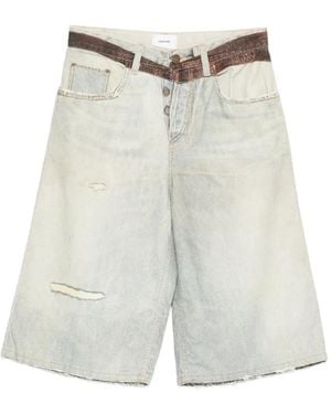 Haikure Printed-Belt Shorts - White