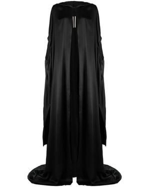 Rick Owens Hooded Silk-Satin Gown - Black