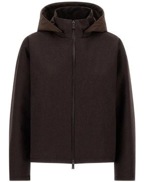Herno Veste En Flanelle À Capuche - Noir