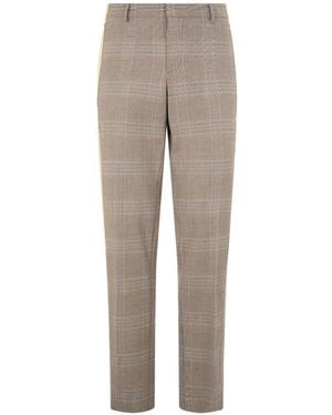 Moschino Check-Pattern Side-Stripe Trousers - Natural