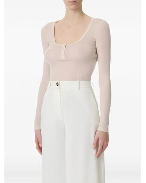Elisabetta Franchi Button-Detailed Long-Sleeve Top - White