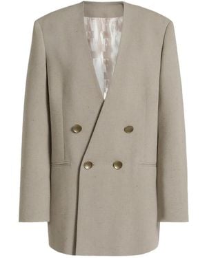 Alberta Ferretti Double-Breasted Buttoned Jacket - Natural