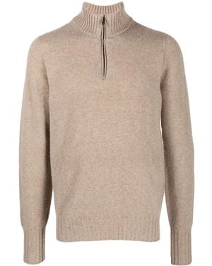 Drumohr Zip-Front Knitted Jumper - Natural